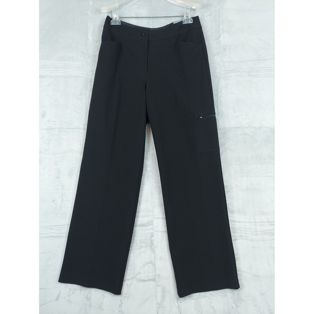 Chicos 1 Pants Womens Medium Cargo Regular Black Magique Wide Leg Pants NWT